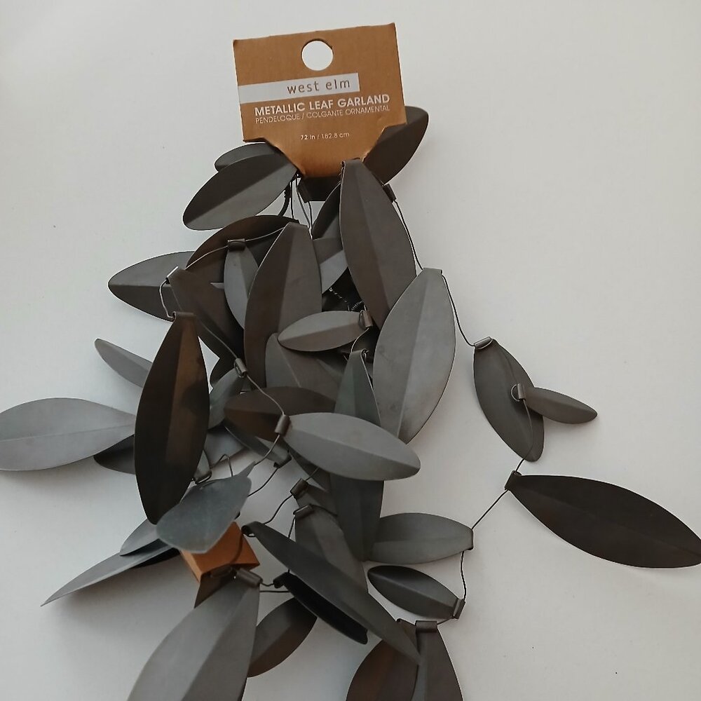 West Elm Metallic Leaf Garland  - 72" length - New